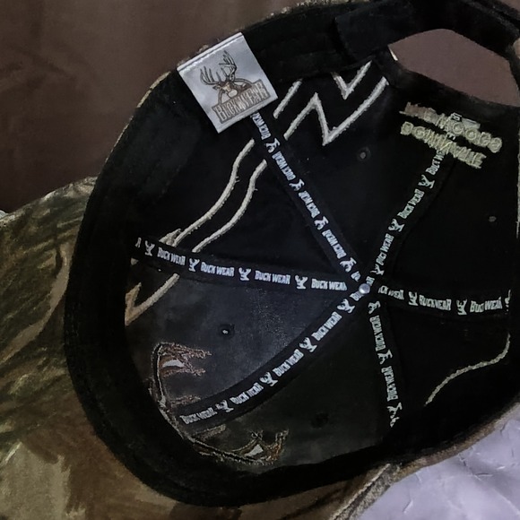 Deer Hunter Buck Wear Dominate the Woods Hat Camo Hunt Black Adjustable Cap - Picture 6 of 6